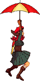 Emilie fall with umbrella